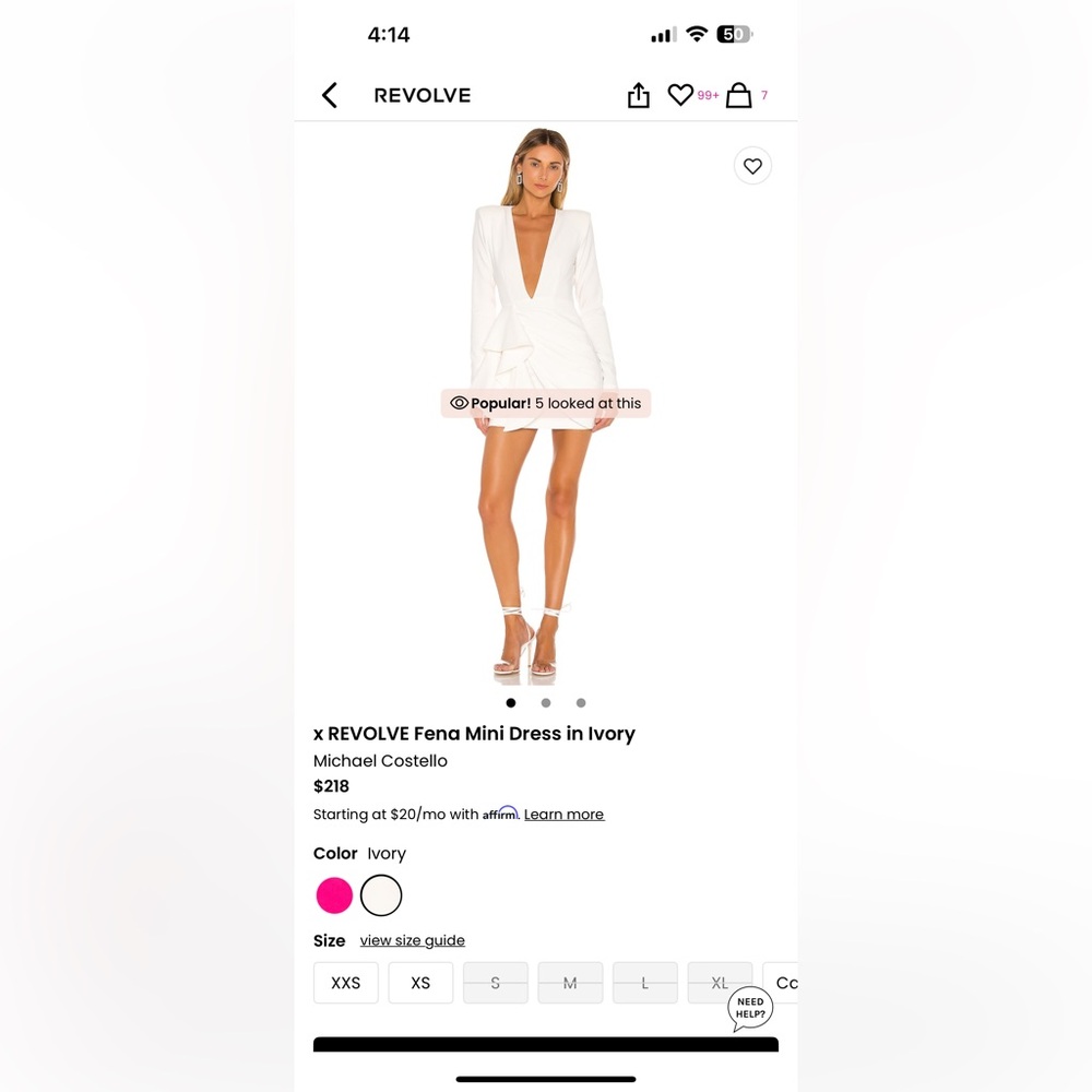 Michael Costello Fena Mini Dress in White